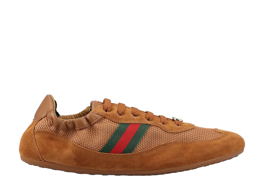 GUCCI Women's Caramel Fabric And Suede Shift Sneakers "Camel"