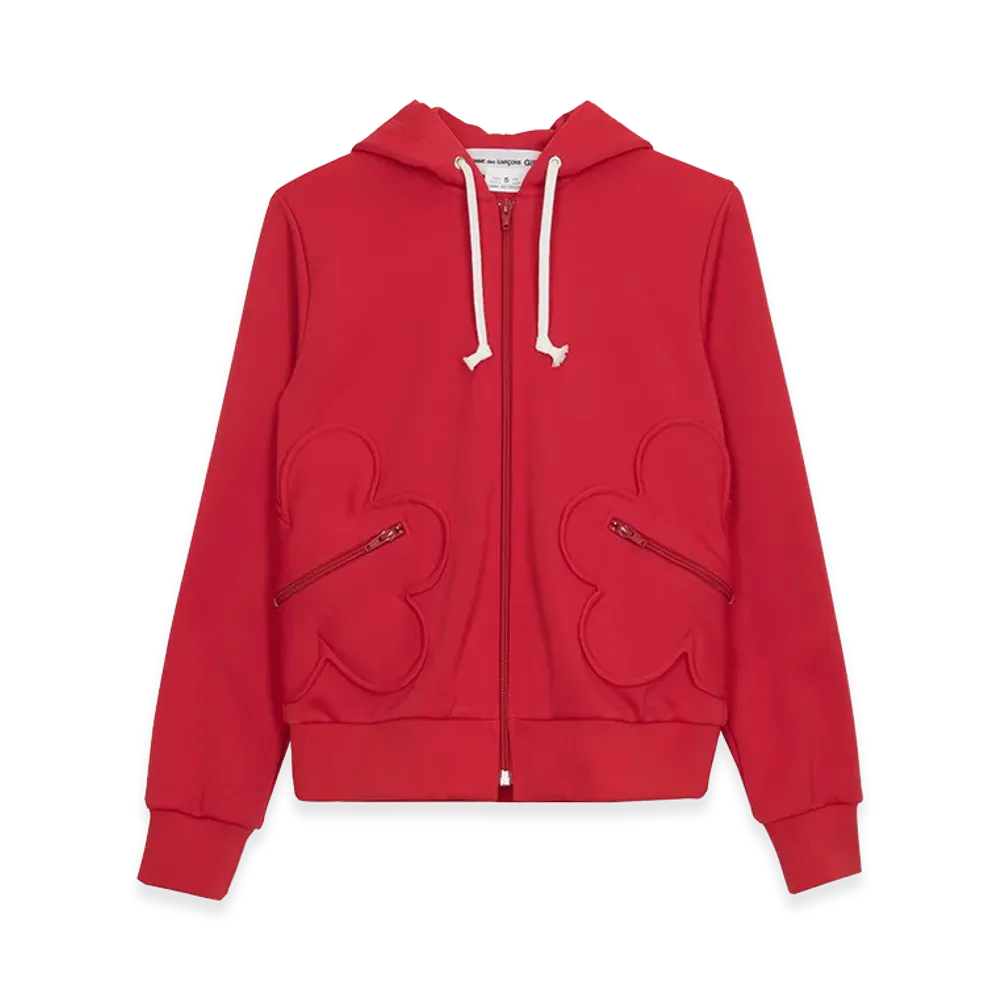 COMME des GARCONS Women's Flower Pocket Zip Hoodie "Red"