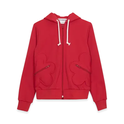 COMME des GARCONS Women's Flower Pocket Zip Hoodie "Red"