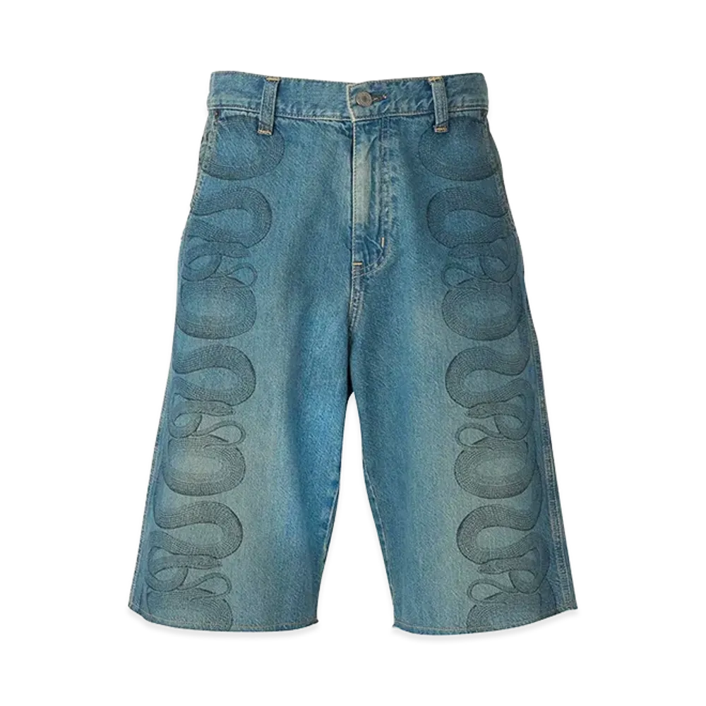HYSTERIC GLAMOUR Snake Loop Denim Half Pants "Light Indigo Blue"