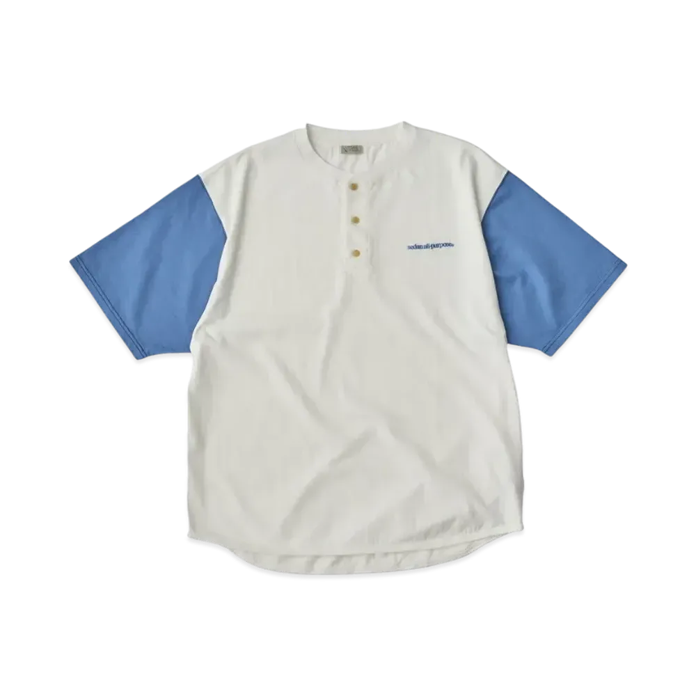 SEDAN ALL-PURPOSE Henleyneck Baseball Tee "Off Blue"