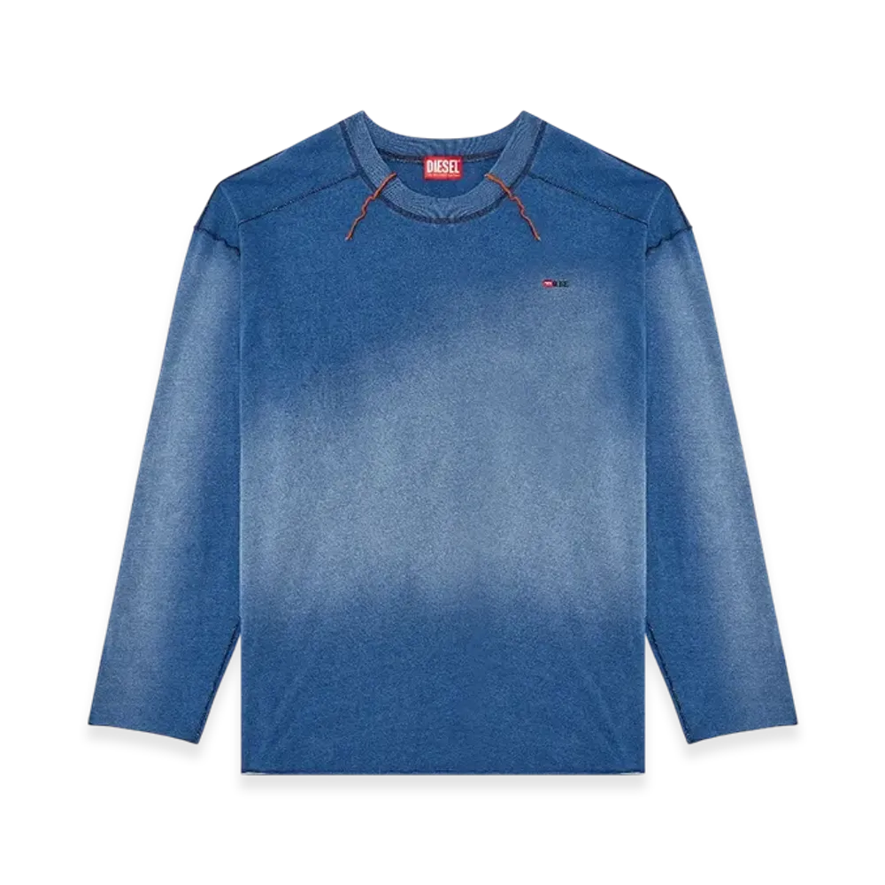 Diesel T-Crao-LS Faded Long-Sleeve T-Shirt With Micro Logo "Blue"