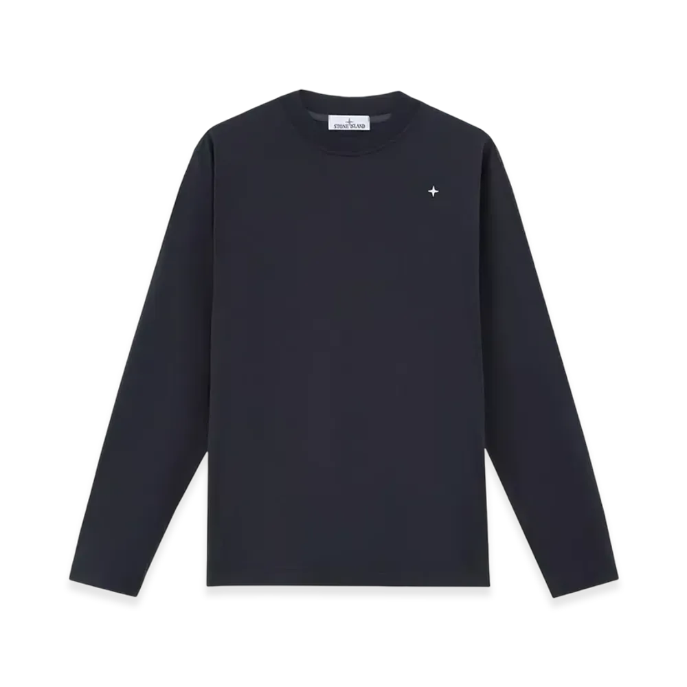 Stone Island 211G3 60/2 Mercerized Cotton Jersey Stone Island Stellina Long-Sleeve T-Shirt with Embroidery - 24FW "Marine Blue"