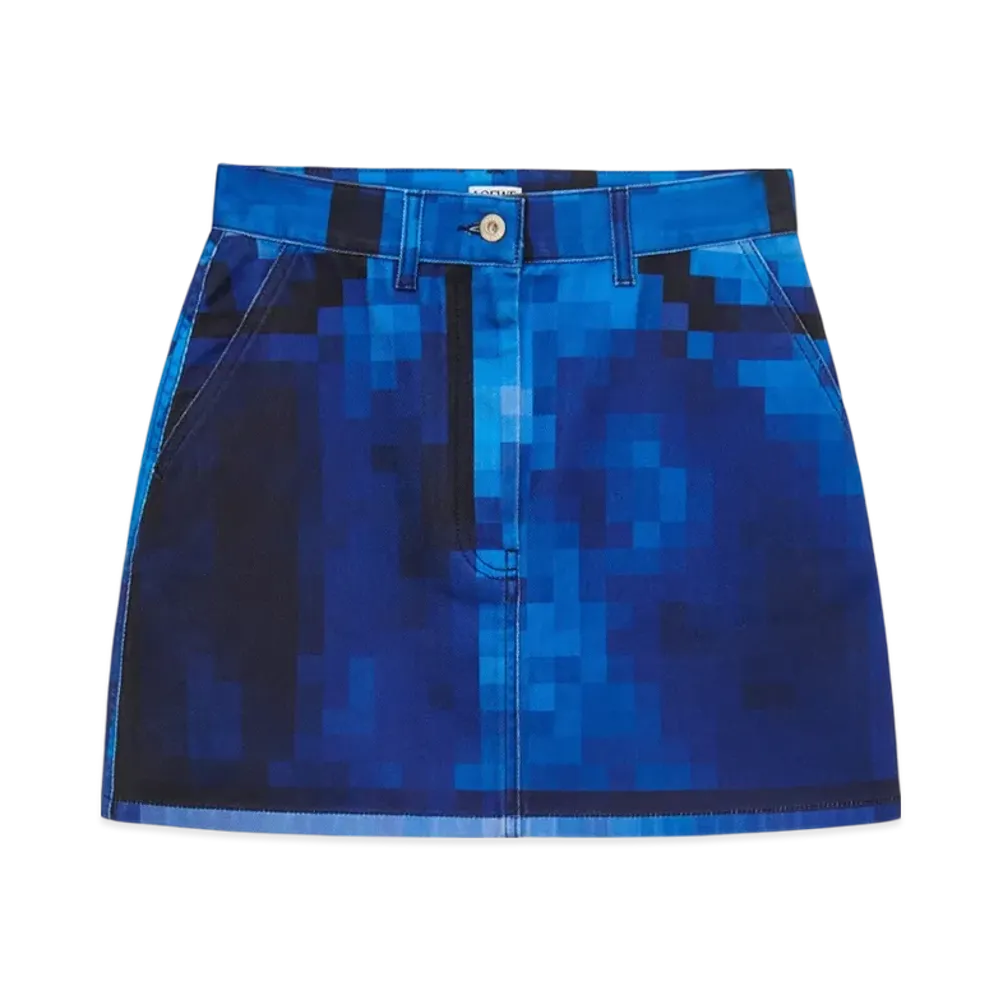 LOEWE Women's Pixelated Mini Skirt Denim "Denim"