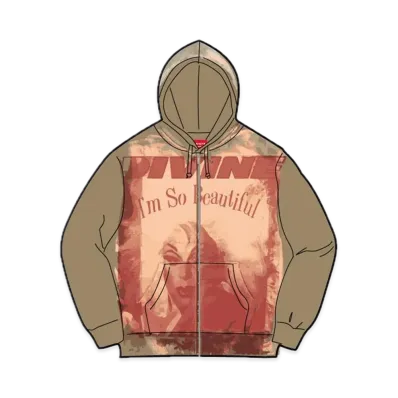 Supreme Divine Zip Up Hooded Sweatshirt "Light Olive"