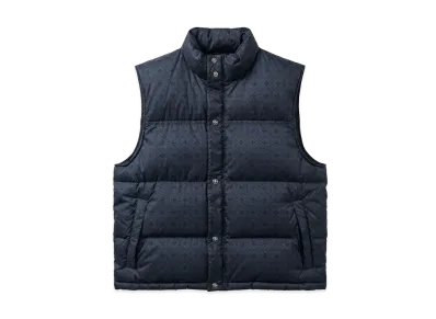 Chrome Hearts Stiff CH Plus All Over Pattern Crossball Button Nylon Down Vest "Navy"