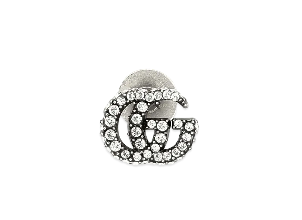 GUCCI Crystal Double G Brooch