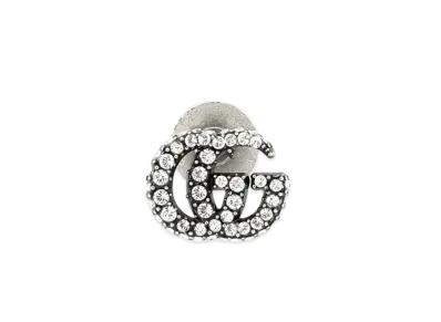 GUCCI Crystal Double G Brooch