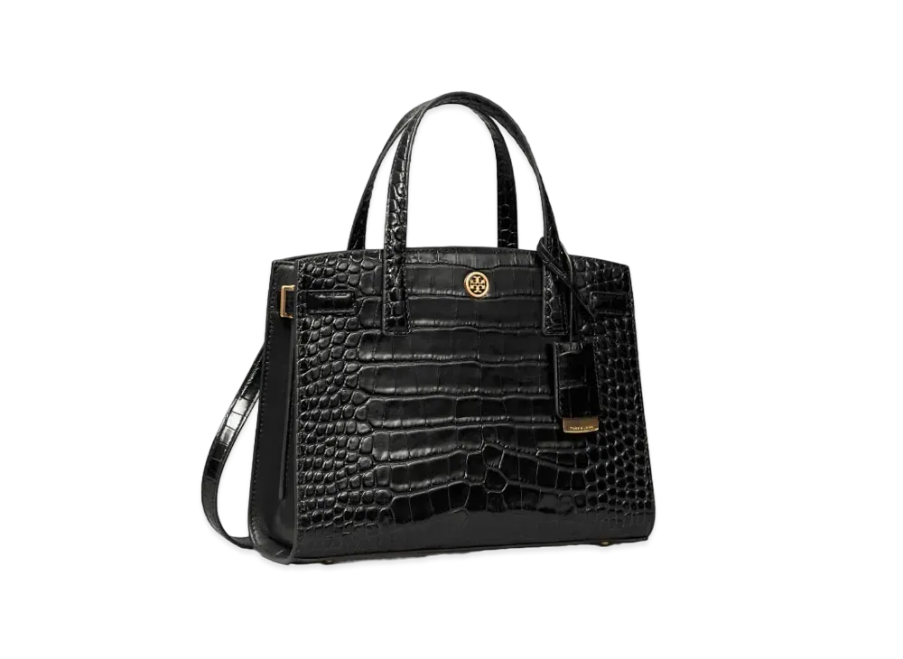Tory Burch Walker Embossed Small Satchel "Black"