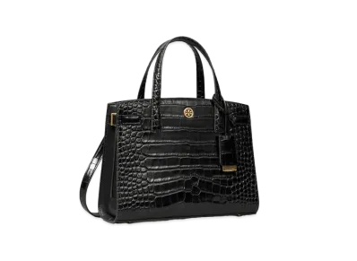 Tory Burch Walker Embossed Small Satchel "Black"