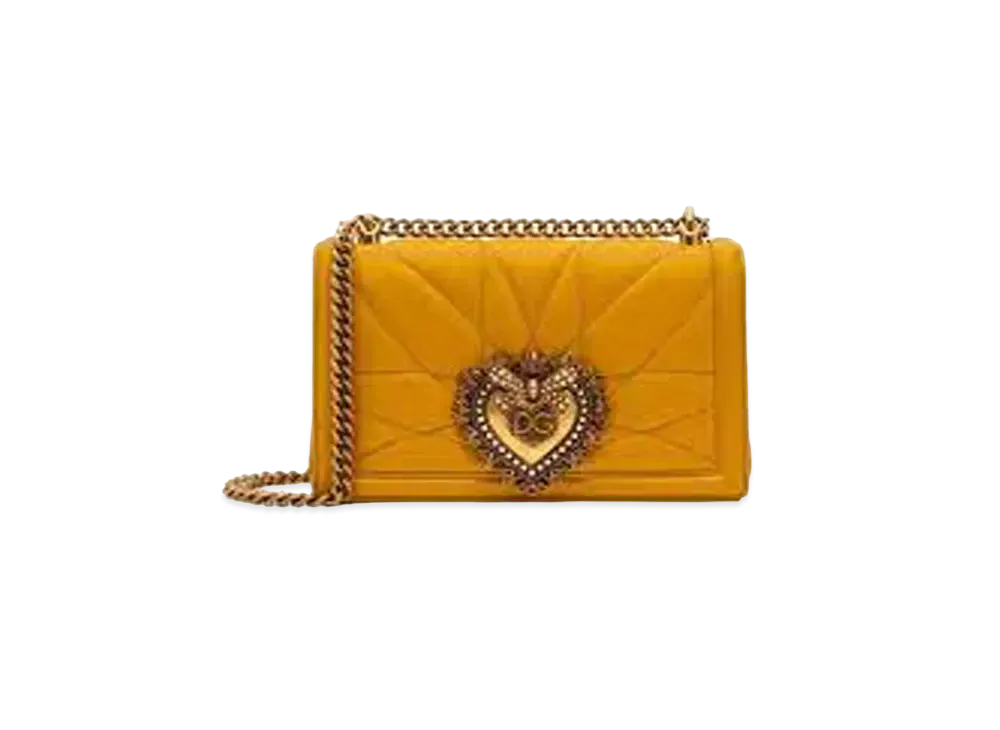 Dolce&Gabbana Devotion Bag Medium Size Matrasse Nappa Leather "Yellow"