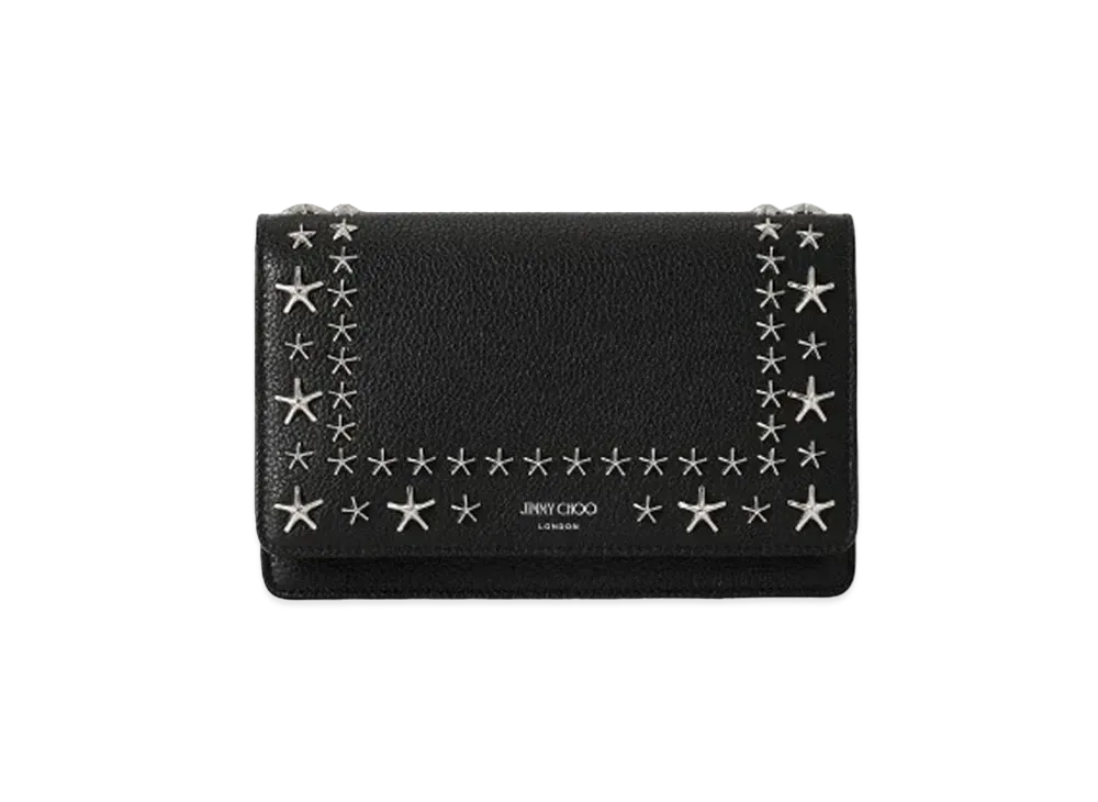 Jimmy Choo Palace Soft Grainy Calf Leather Mini Bag With Star Studs "Silver/Black"