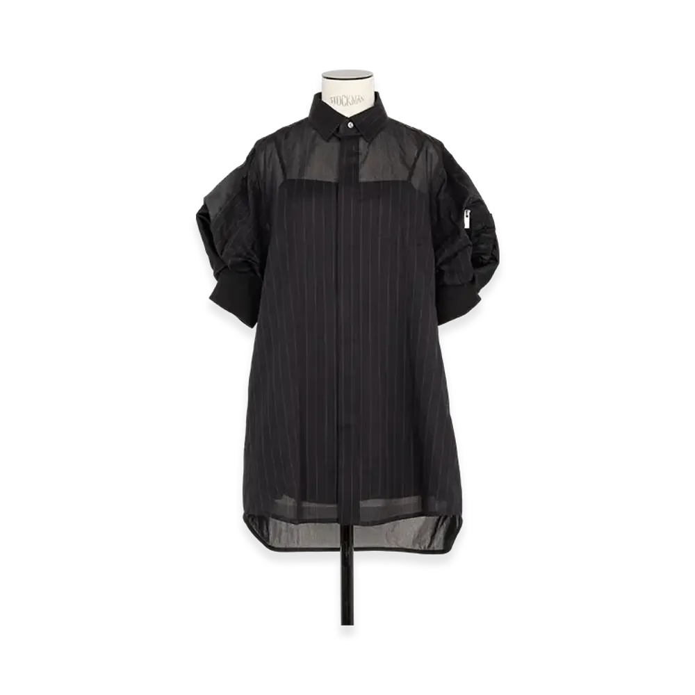 sacai High Twist Voile x Nylon Twill Dress "Black"