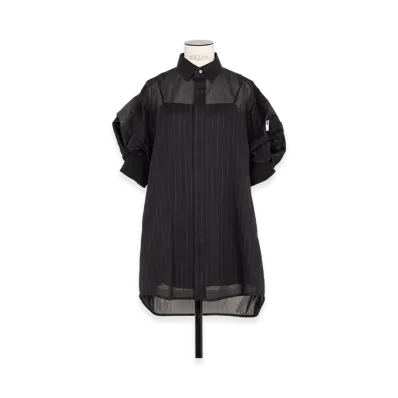 sacai High Twist Voile x Nylon Twill Dress "Black"