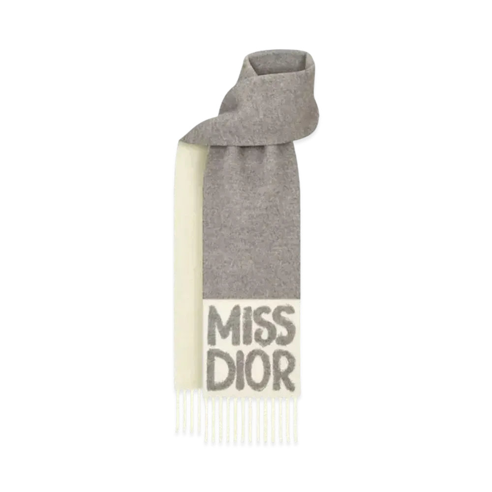 Dior Miss Dior Graffiti Scarf Cashmere "Gray/Ivory"