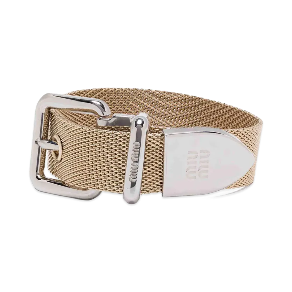 MIU MIU Women's Two-Tone Buckle Bracelet "Gold"