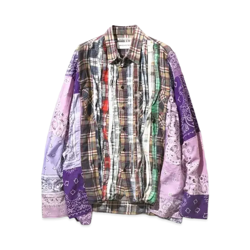 Needles x MIYAGIHIDETAKA FLANNEL SHIRT -> RIBBON WIDE SHIRT "Purple"