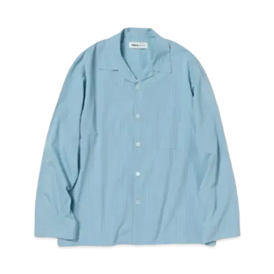 AURALEE x Tekla Cotton Poplin Pyjamas Shirt "Mist Stripes"
