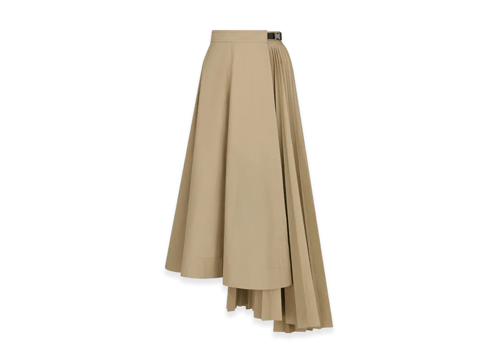 Dior Women's Asymmetric Cotton Gabardine Long Skirt "Beige"