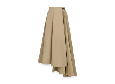 Dior Women's Asymmetric Cotton Gabardine Long Skirt "Beige"