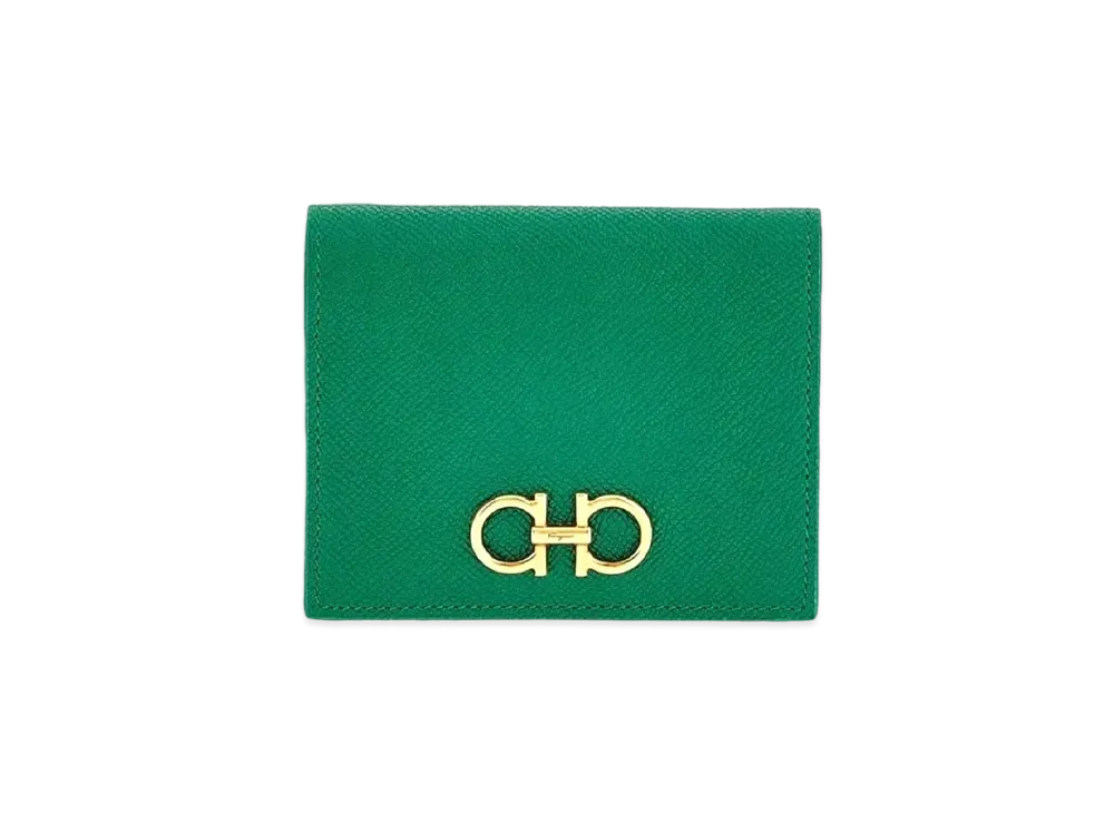 Salvatore Ferragamo Gancini Compact Wallet "Scrubs Green"