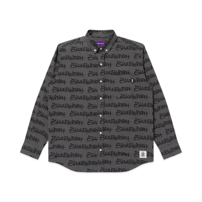 BlackEyePatch Fasthand Script Cotton L/S Shirt "Charcoal"