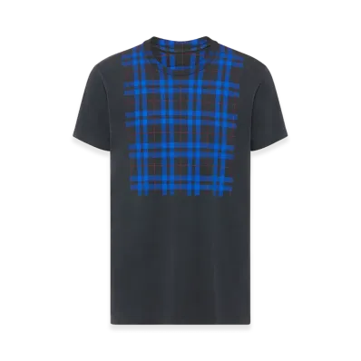 Maison Margiela Check Panel Cotton T-Shirt "Derby Gray"
