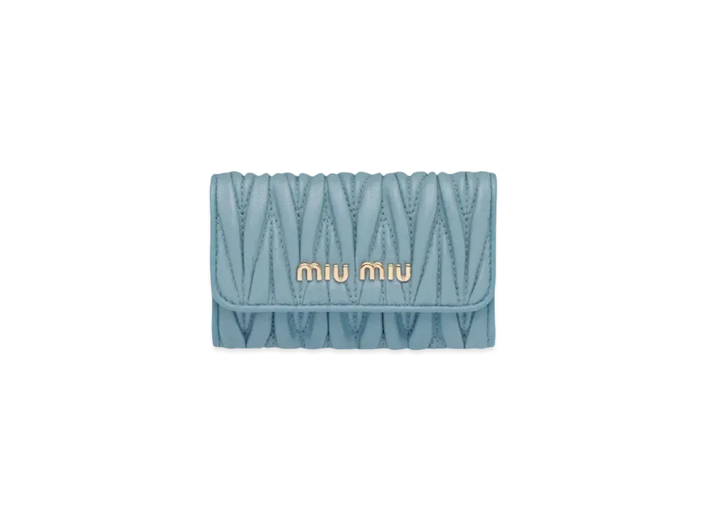 MIU MIU Materasse Leather Key Case "Sky Blue"
