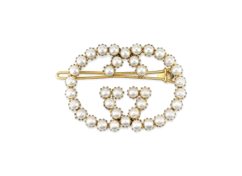 GUCCI Pearl Interlocking G Hair Clip