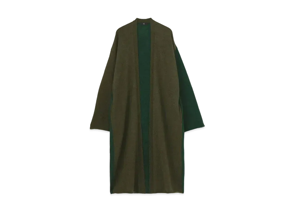 Yohji Yamamoto Y's WOOL MOHAIR PLAIN STITCH COLOR COMBI LONG CARDIGAN "Green"