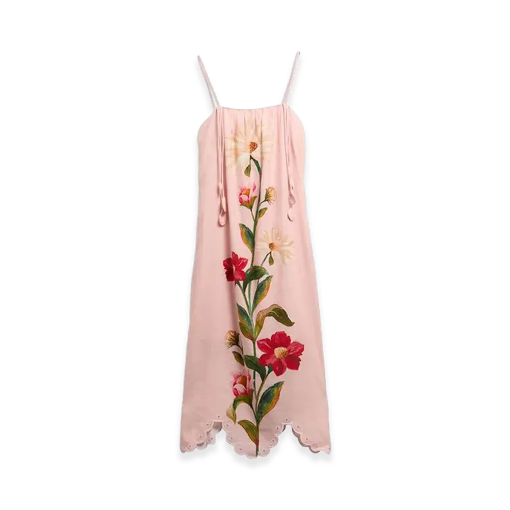 Barbour x FARM Rio Women's Bromelia Scalloped Hem Dress "Pink"