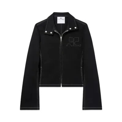 Courreges Iconic Topstitched Denim Jacket "Black/Heritage White"