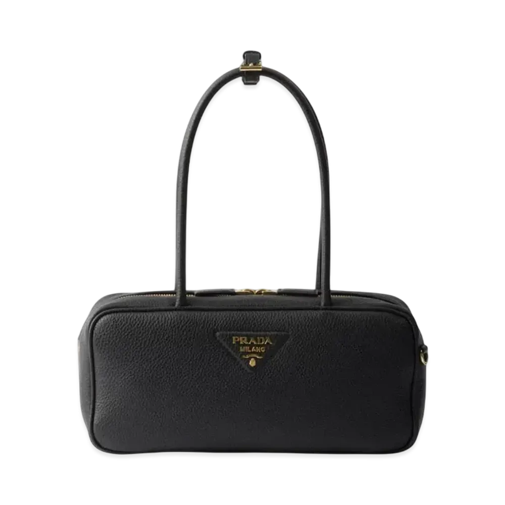 PRADA Medium Leather Top-Handle Bag "Black"
