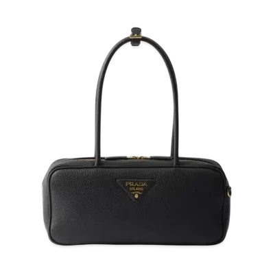 PRADA Medium Leather Top-Handle Bag "Black"