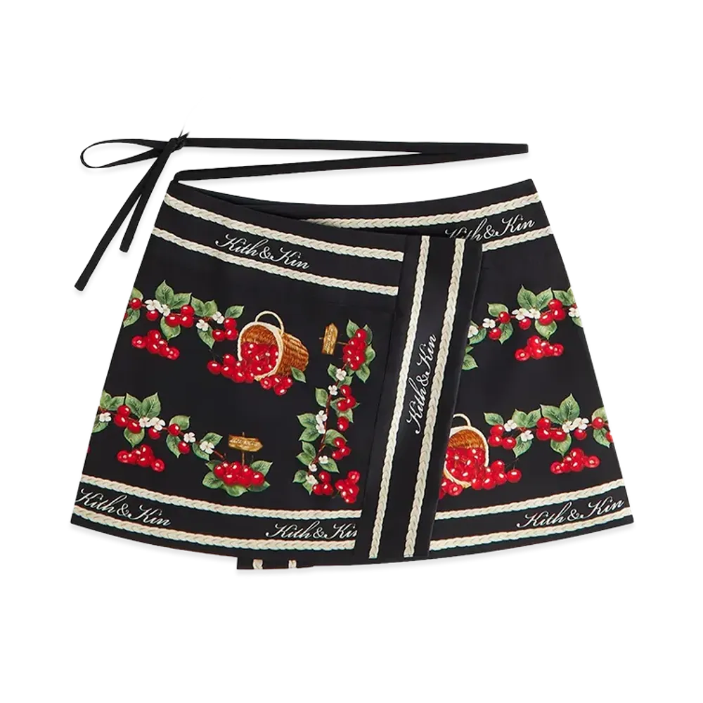Kith Women's Mako Cherry Wrap Tie Skirt "Black"