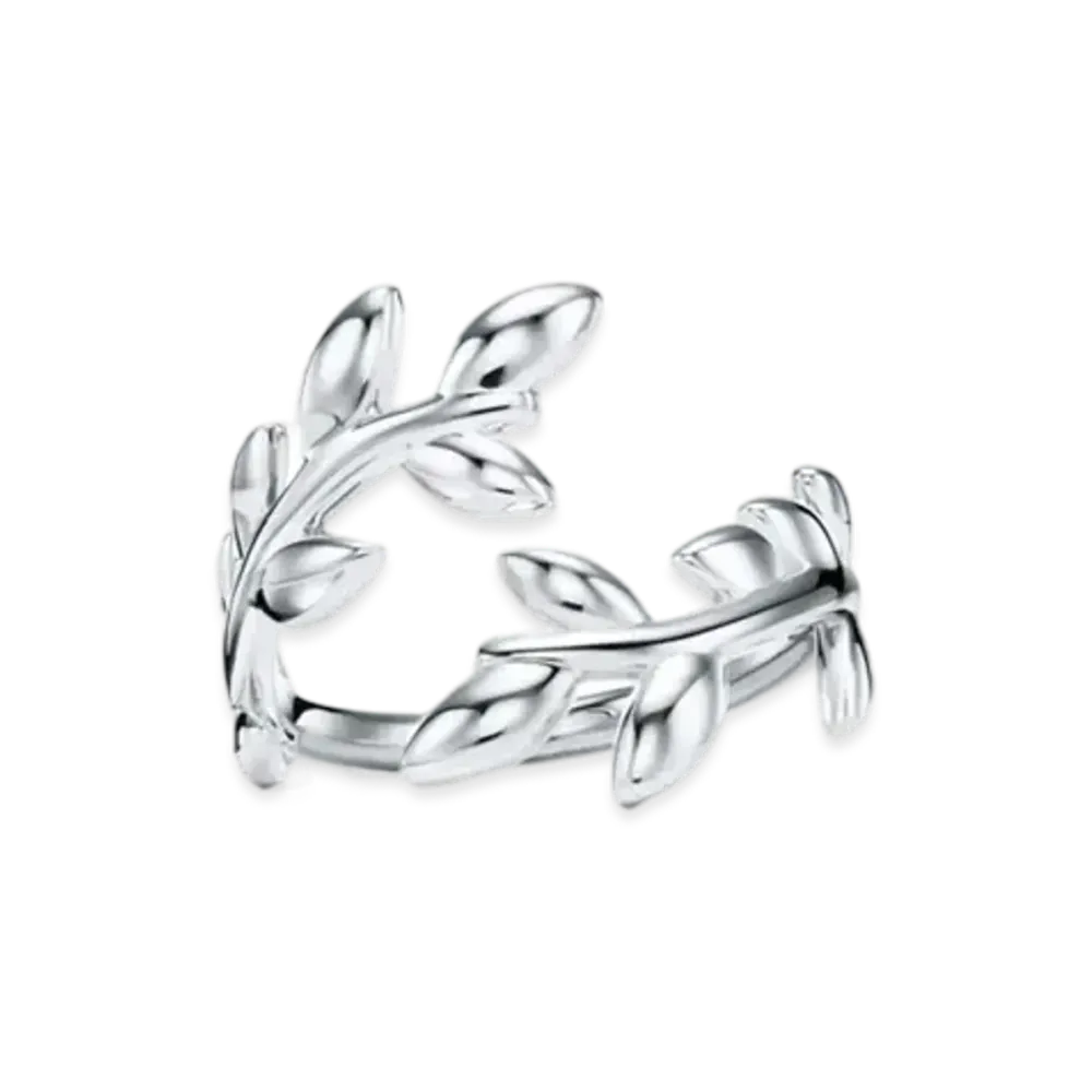Tiffany & Co. Olive Leaf Bypass Ring "Silver"