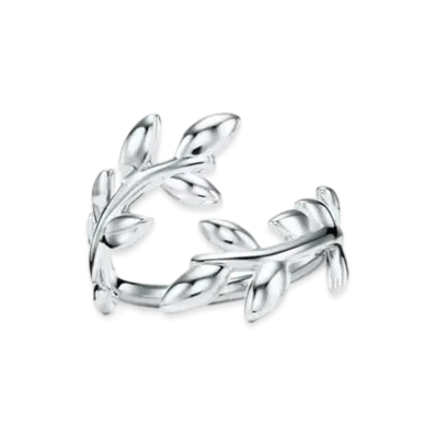 Tiffany & Co. Olive Leaf Bypass Ring "Silver"