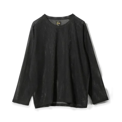 NEEDLES L/S U-Neck Tee - Geo Raschel Lace "Black"