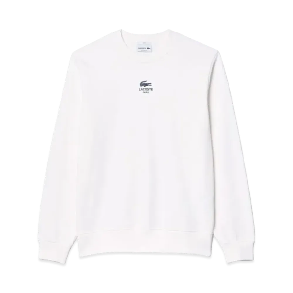 LACOSTE Pile Lining One-Point Graphic Print Crew Neck Sweatshirt "OffWhite"