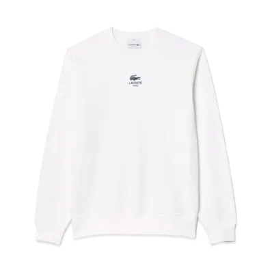 LACOSTE Pile Lining One-Point Graphic Print Crew Neck Sweatshirt "OffWhite"