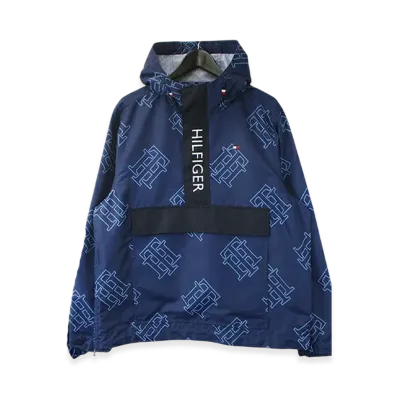 TOMMY HILFIGER Nylon Half Zip Anorak Parka "Navy Monogram"