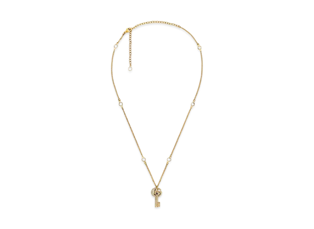 GUCCI Double G Key Necklace With Crystals