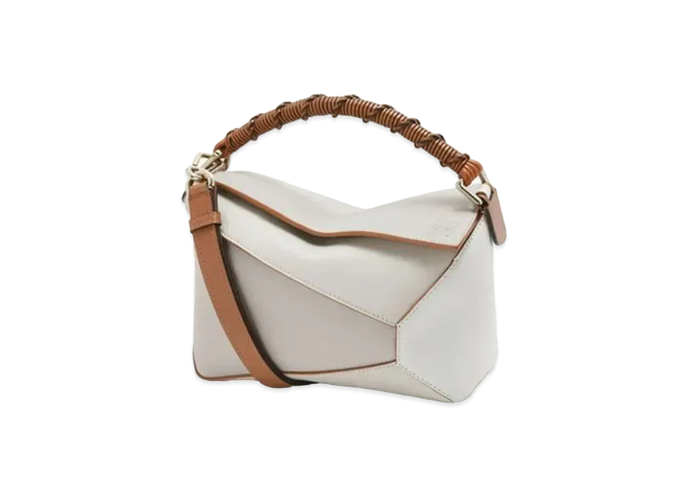 LOEWE Small Puzzle Edge Bag In Nappa Calfskin "Ghost/Soft White"