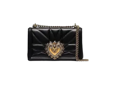 Dolce&Gabbana Devotion Bag Medium Size Matrasse Nappa Leather "Black"
