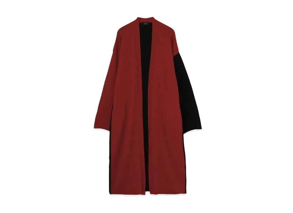 Yohji Yamamoto Y's WOOL MOHAIR PLAIN STITCH COLOR COMBI LONG CARDIGAN "Red"