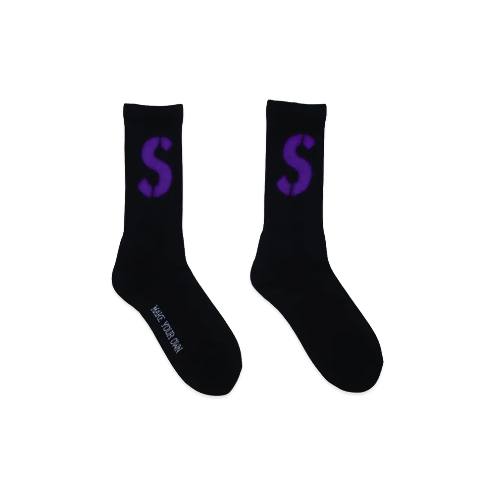SAPEur Crew Socks Purple S Logo "Black"