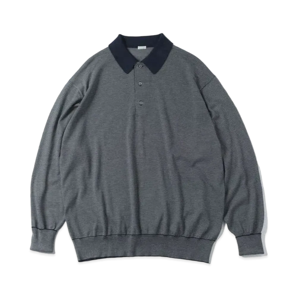 A.PRESSE High Gauge L/S Striped Polo Shirts "Navy"