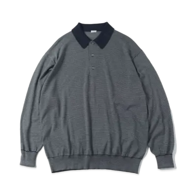 A.PRESSE High Gauge L/S Striped Polo Shirts "Navy"