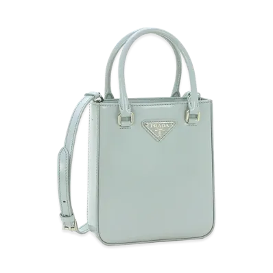 PRADA Women's Tote Bag (with shoulder strap) Handbag Small Brushed Leather "Fiordaliso"