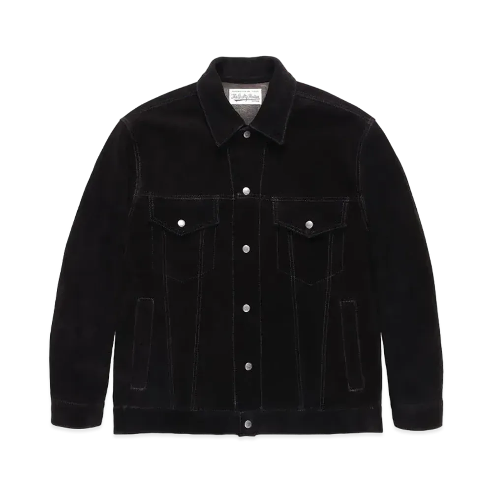 WACKO MARIA SUEDE LEATHER TRUCKER JACKET "Black"